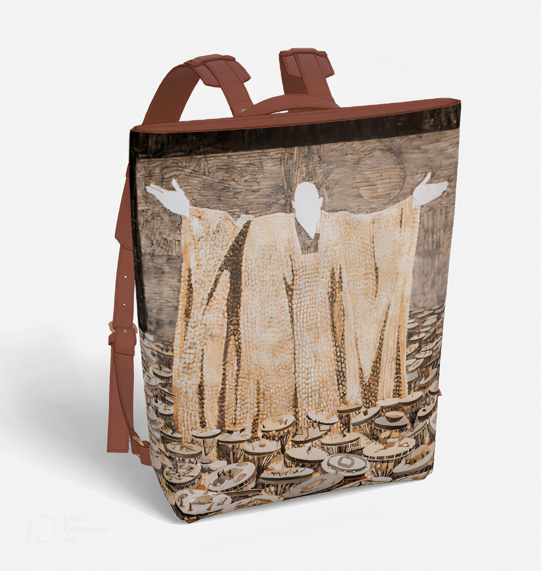 Sac à dos en cuir végétalien d’art